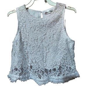 Orchid Lane Girls Bohemian Style Lace Crop Tank, Size 5, All White